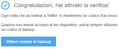 Ottieni codice backup