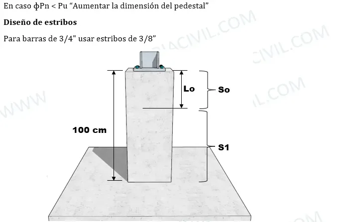 calculo de acero de refuerzo en pedestales de concreto