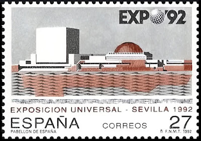 Filatelia - Expo 92 de Sevilla - Pabellón de España - 92.02.28 - Sello