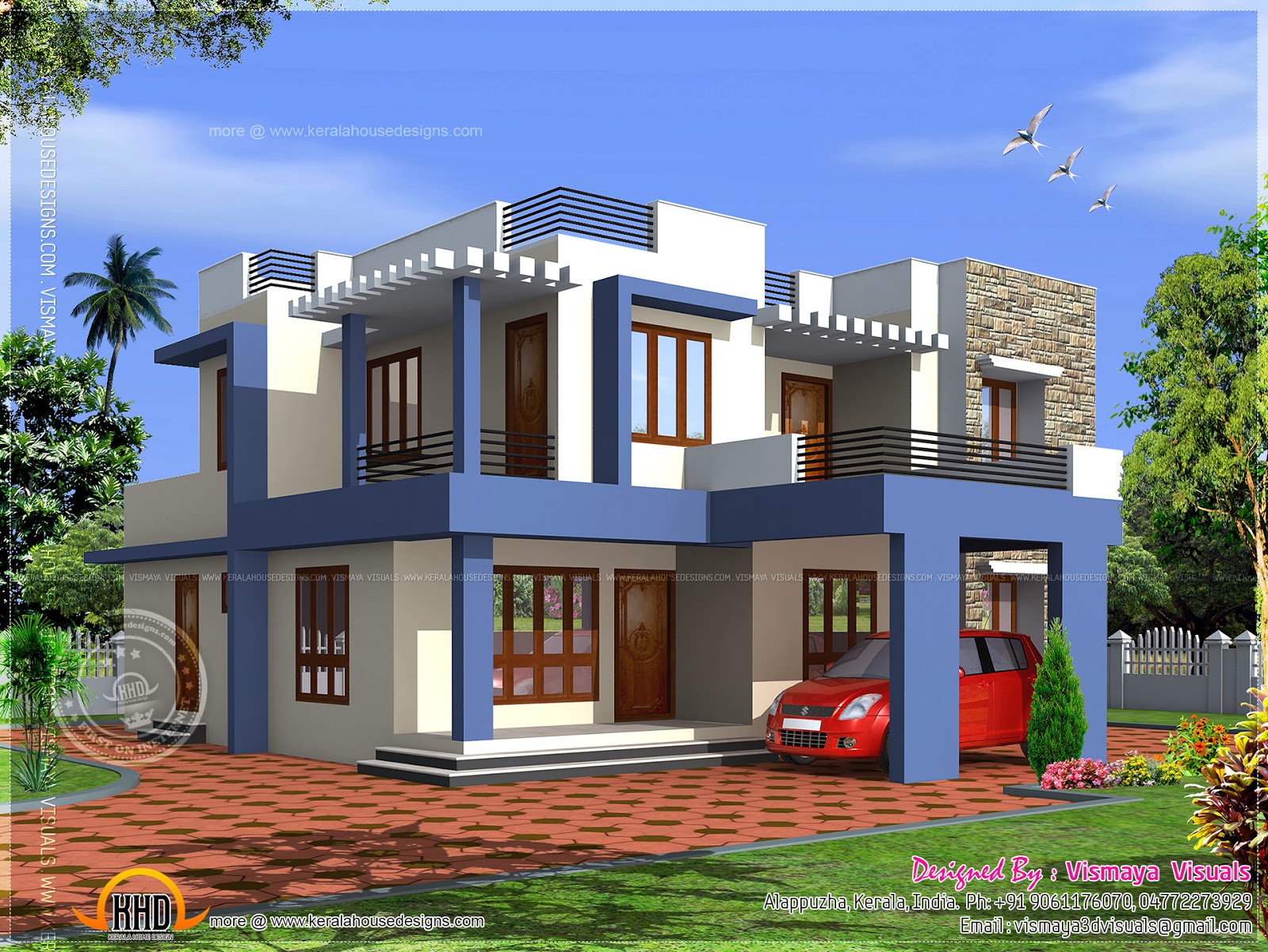 Box type  4 bedroom villa Kerala home  design  and floor plans 