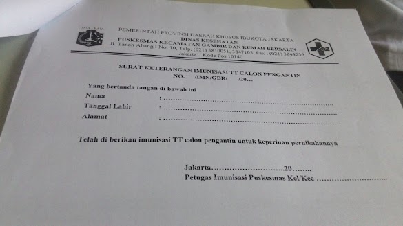 Contoh Surat Keterangan Sehat Untuk Menikah