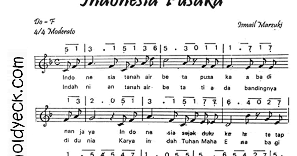 Notasi Lirik Lagu Indonesia Pusaka