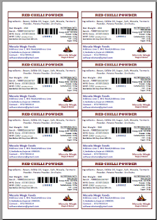 Super Store Grocery Barcode with Packing Date, Best Before and Batch 5 Masala Magic A4 Sheet Labels