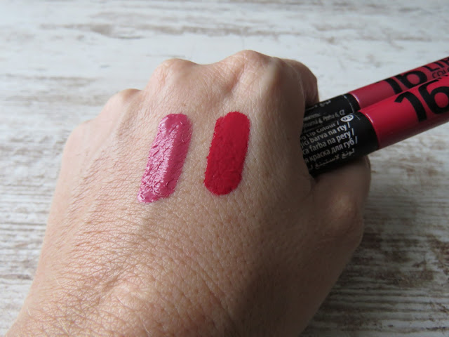 DERMACOL 16H Lip Colour, swatches 06 a 03