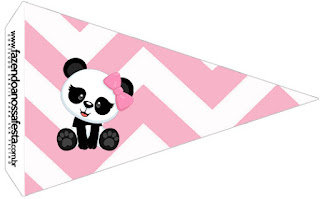 Panda Bebé en Zigzag Rosa: Imprimibles Gratis para Fiestas.