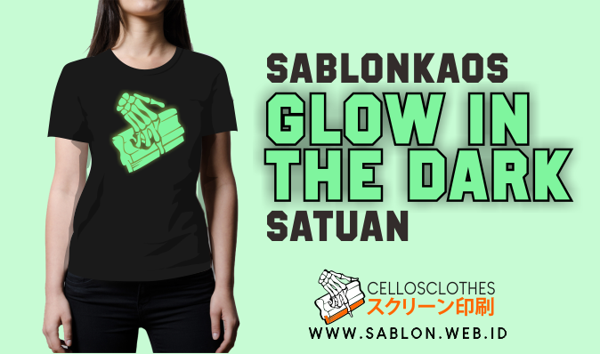 Kaos DISTRO Custom Satuan sablon GLOW IN THE DARK Menyala Dalam Gelap - 100% Cotton Combed 30s - HITAM