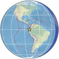 An earthquake of magnitude 6.9 hit the coast of Ecuador,  local time 12:12, Depth    80 km