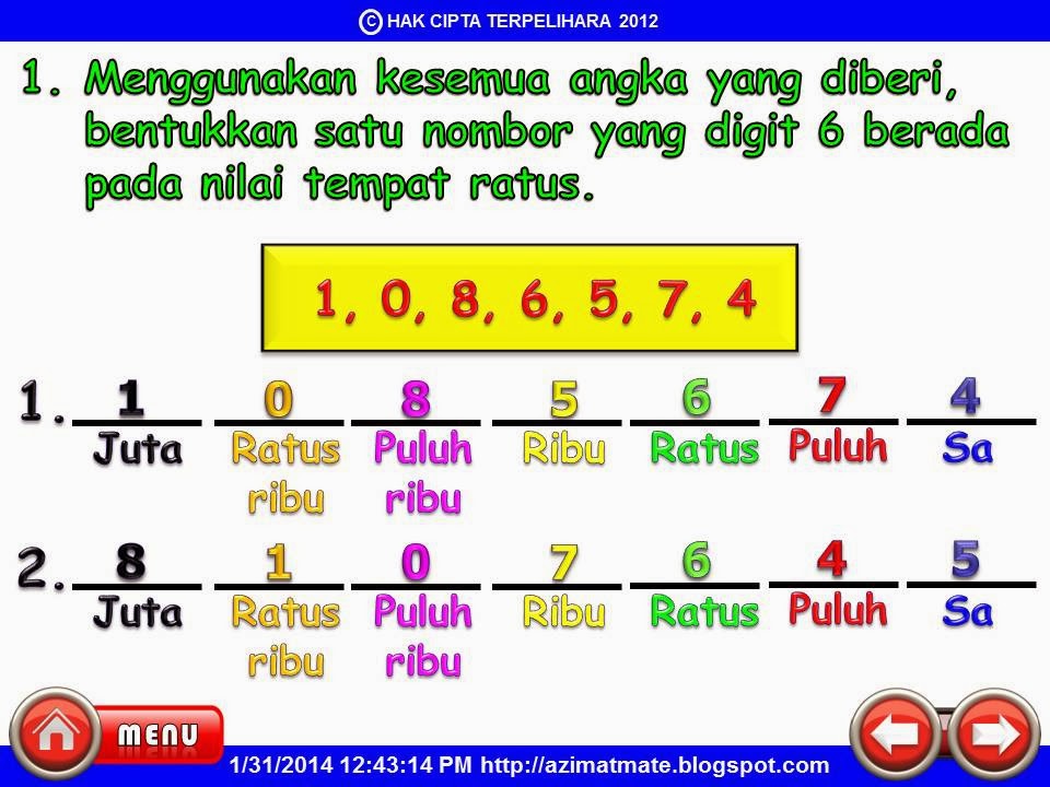 AZIMAT SEKOLAH RENDAH: KAEDAH MEMBENTUK NOMBOR