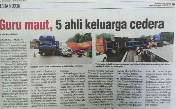 Kisah Kemalangan di Highway Slim River yang Buat Ramai 