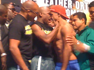 Mayweather vs Ortiz Weigh-in Faceoff