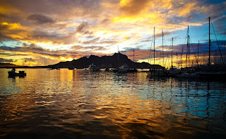 Boats at Sao Vincent Island at sunset