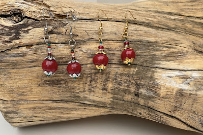 boucles oreilles boules rouge stenna bijoux fantaisie polymere faits main lille