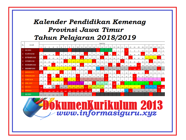 Download Kalender Pendidikan Kemenag Jawa Timur Tahun Pelajaran 2018-2019