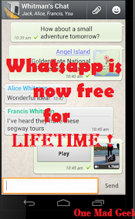 WhatsApp is now free for lifetime