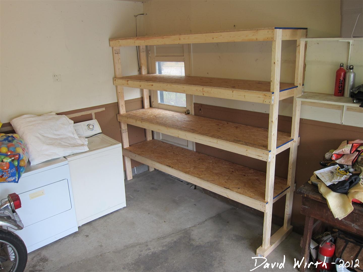 wood garage shelf, storage, organize, 2x4, simple, strong, easy to ...