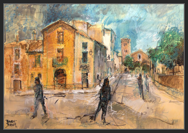 SEVA-PINTURA-PAISATGES-CARRERS-POBLES-OSONA-CASES-ESGLESIA-ARTISTA-PINTOR-ERNEST DESCALS