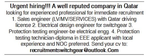 Gulf Jobs Vacancy In Doha Qatar From Today