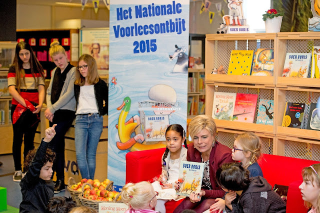 Princess Laurentien of The Netherlands at the National Breakfast Reading event at the Library in Hoorn