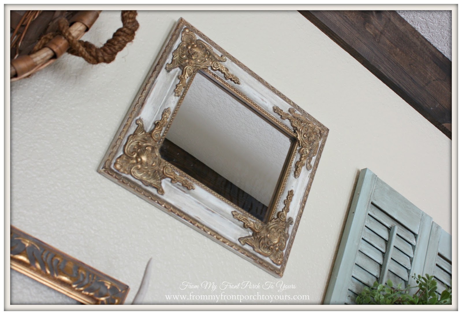 Updated vintage gold mirror- Gallery Wall-From My Front Porch To Yours