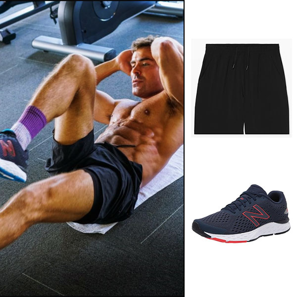 Zac Efron wearing New Balance sneakers on instagram on March 29, 2021