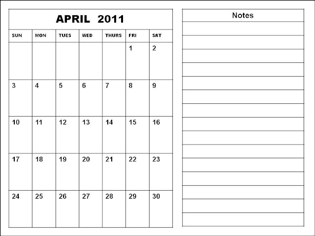 april calendar template 2011. APRIL 2011 CALENDAR TEMPLATE