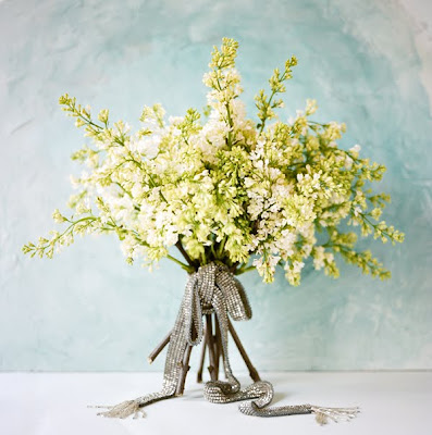 I think this is a gorgeous bridal bouquet Lilac tied with a beaded 