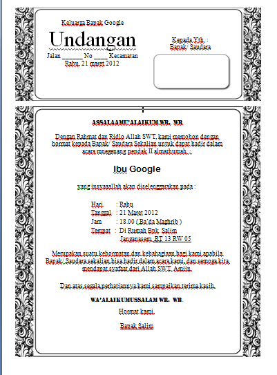 Kumpulan Undangan Lengkap - Warung Inspirasi