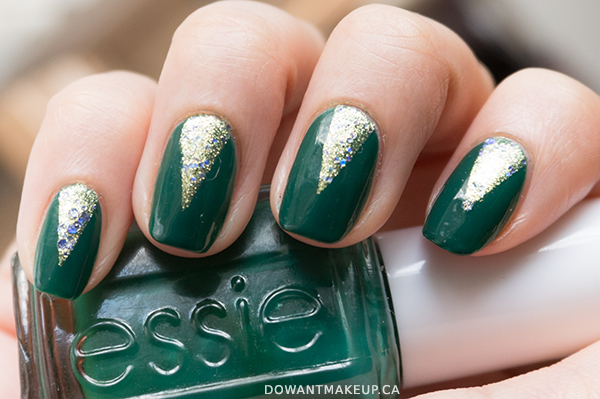 Simple glitter nail art with Essie On A Silver Platter + Essie Going Incognito