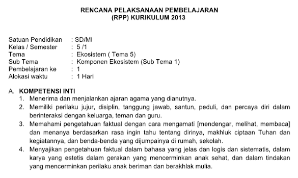 Rpp Kelas 5 Tema 5 Kurikulum 2013 Revisi 2018