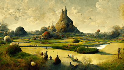An AI generated landscape in the style of Bosch