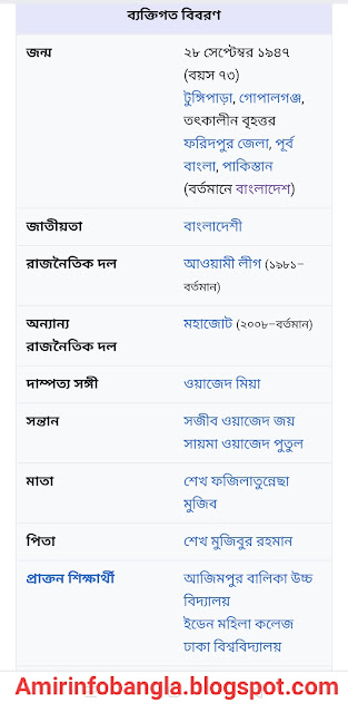 শেখ হাসিনা কে? শেখ হাসিনার পরিচয়