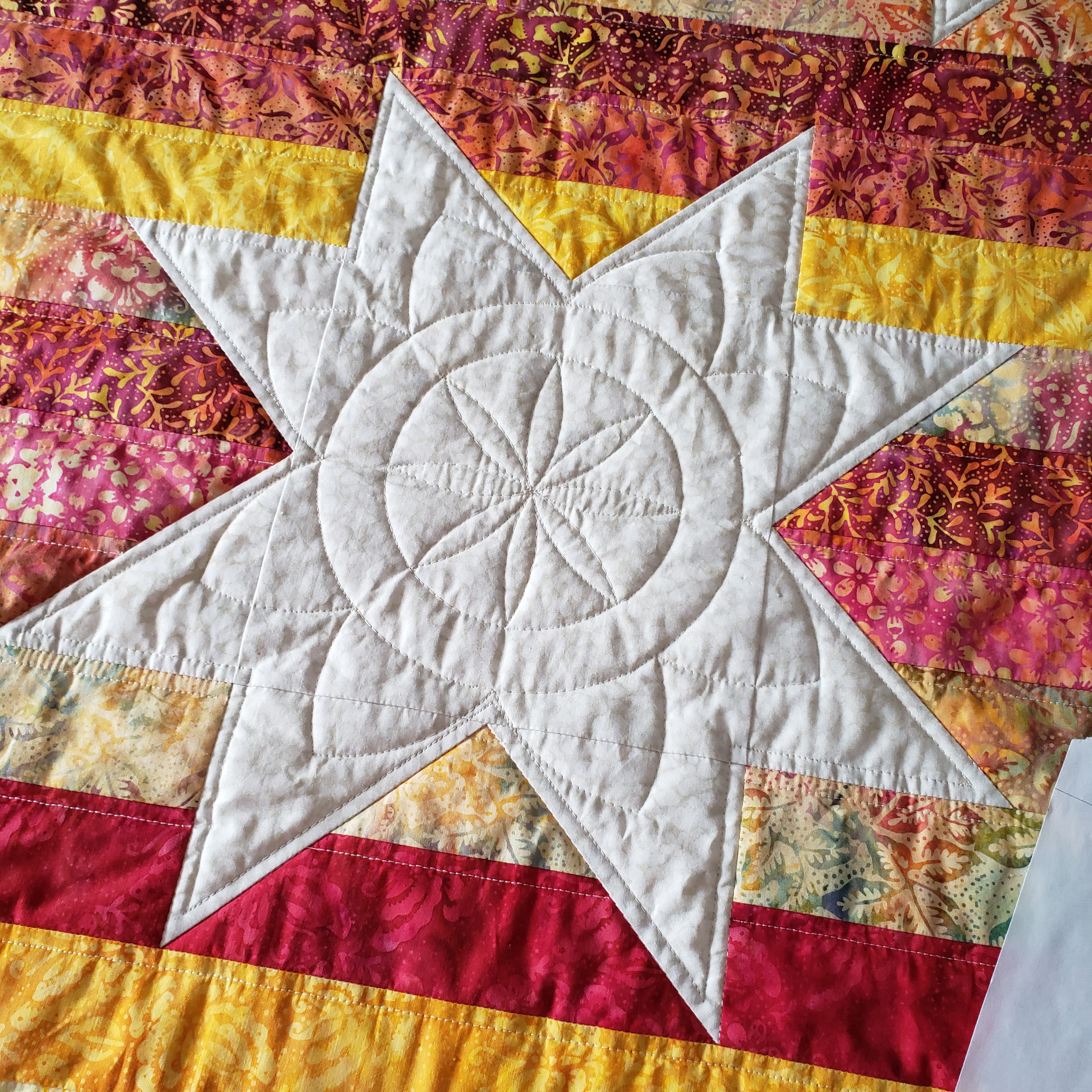 Canuck Quilter: Star Chips: a jelly roll quilt and some ruler quilting
