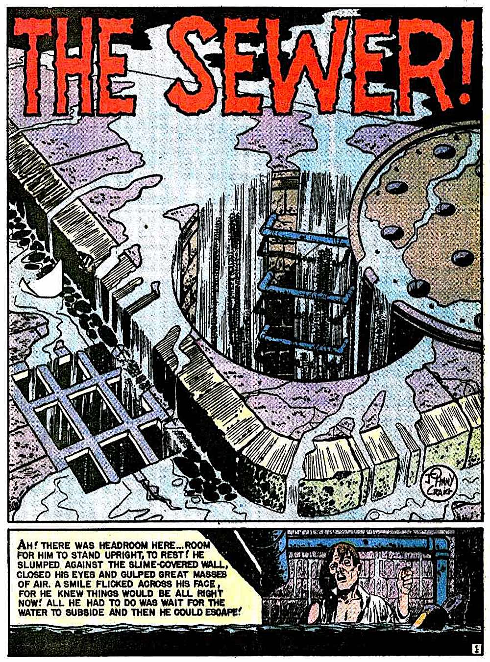 a Johnny Craig story panel for EC Comics, "The Sewer"