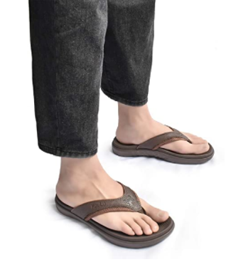 KuaiLu Mens Sport Flip Flops Comfort Orthotic Thong Sandals with Plantar Fasciitis Arch Support Outdoor Summer Beach Size 7~13