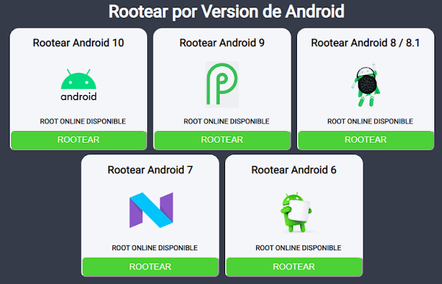 Ya que estamos aquí amigos podemos hacer dos cosas, podemos buscar nuestro dispositivo entre las opciones que tenemos aquí en esta página o si nos vamos hasta abajo podemos encontrar esta opción que dice rootear por versión de Android.