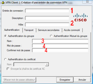 rempli le formulaire pour VPN Client Cisco
