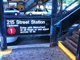 The station entrance to the 215th street IRT elevated subway station in New York City.
