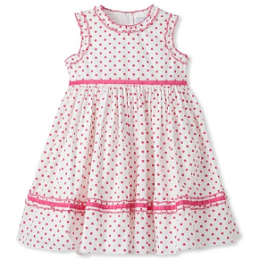 MyHabit: Baby CZ by Carolina Zapf: Polka-Dot Dress - Medium-weight woven with a polka-dot print and ruffled trim, heavily-gathered skirt with a belted velvet tie, velvet trim along hem, back button closure, skirt lined for fullness