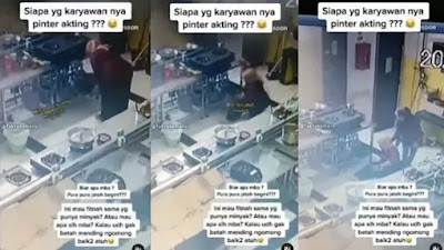 Terekam CCTV, Karyawan Diduga Tuang Sendiri Minyak Goreng Lalu Pura-pura Jatuh, Publik: Cocok Main Sinetron!