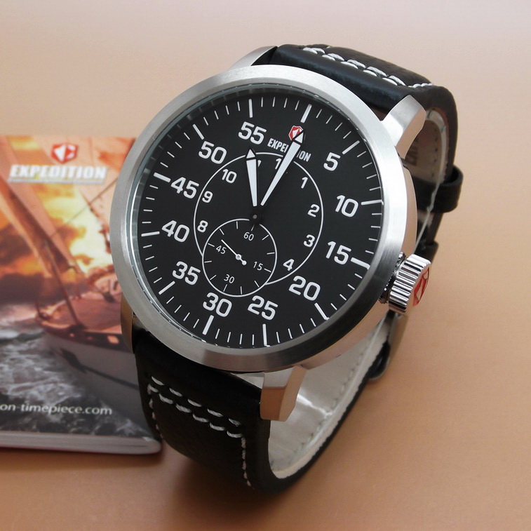 Jam Tangan Pria Expedition E6666 (Black Leather Silver)