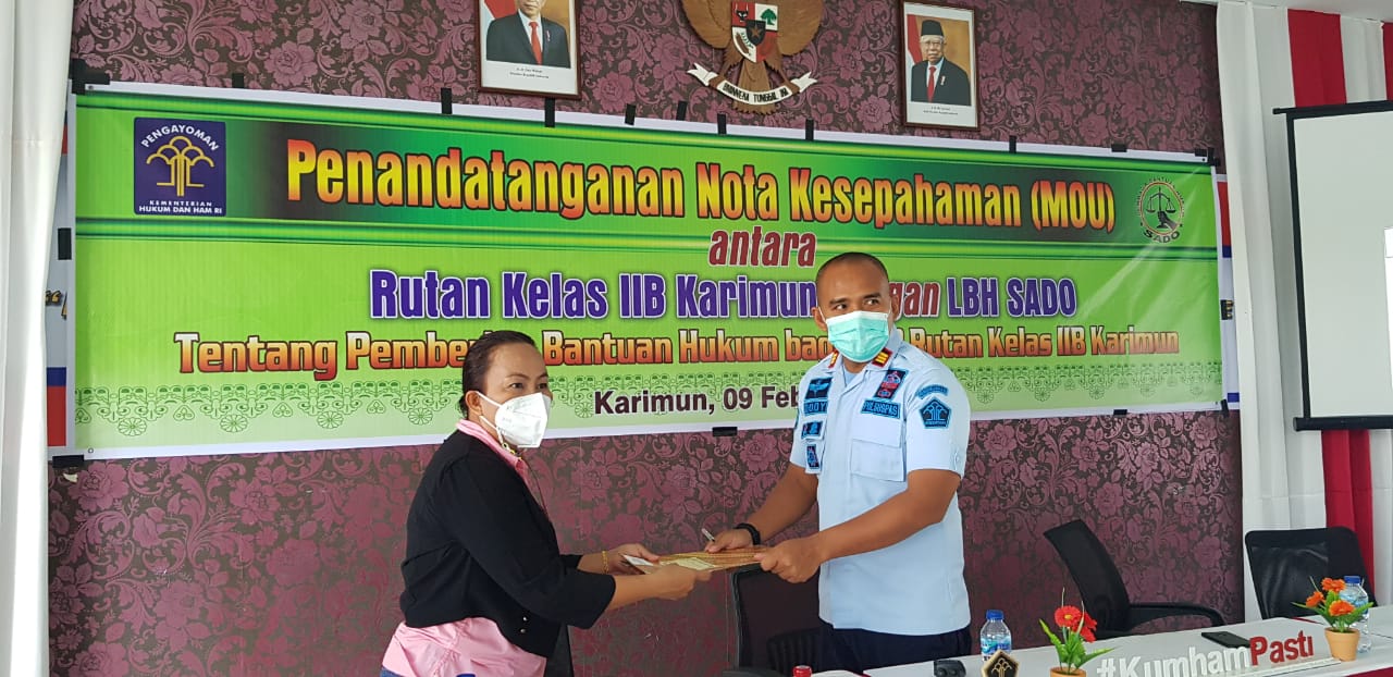 Beri Bantuan Hukum Gratis ke WBP, YLBH Sado Teken MoU Dengan Rutan Karimun.