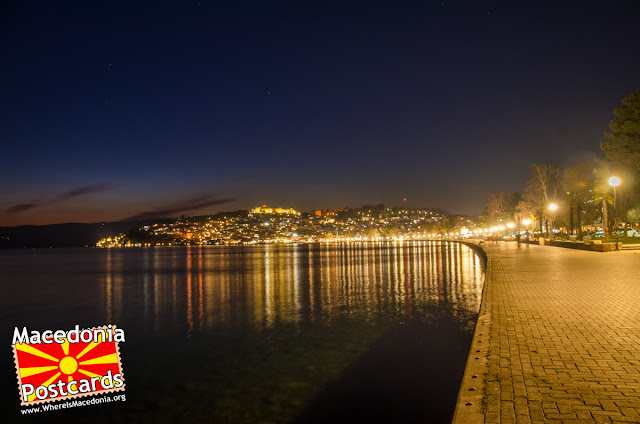 Ohrid city at night, Macedonia