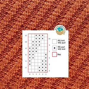 Knit Purl repeat, Diagonal stitch pattern, free pattern