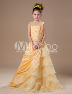 Adorable Jaunes Layered organza Robe Little Girls