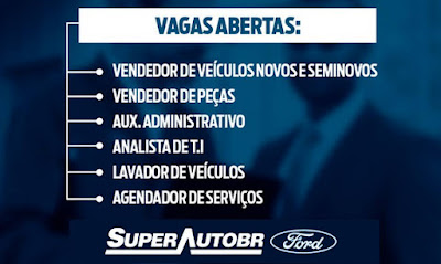 Revendedora Ford abre vagas para Lavador de Carros, Vendedores, Aux. Administrativo e outras em Porto Alegre