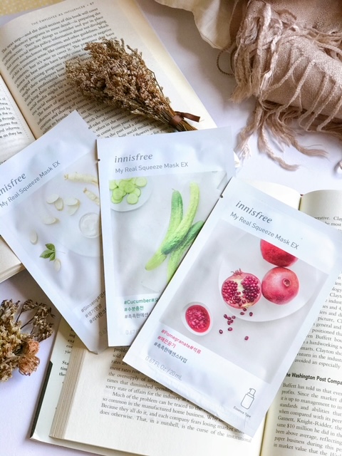 Innisfree My Real Squeeze Mask EX ( Pomegranate, Ginseng, Cucumber ) Review