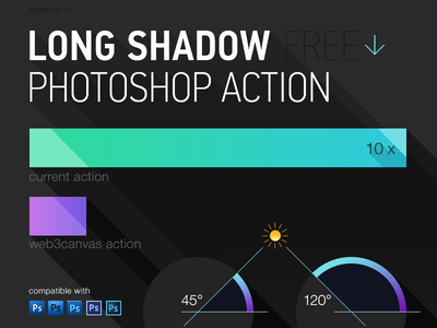 Membuat Long Shadow Flat Design Dengan Action di Photoshop