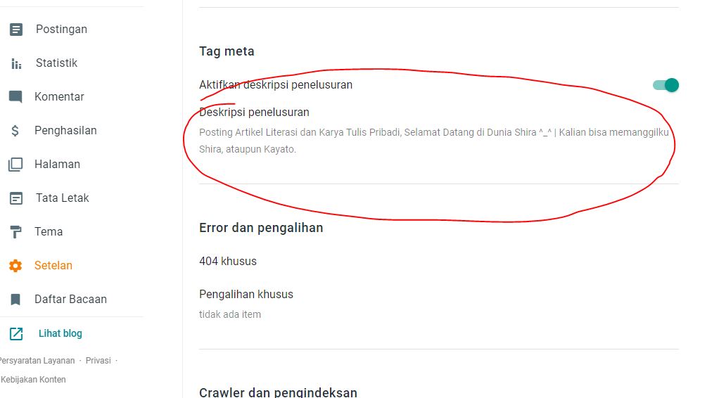 Cara Membuat Meta Deskripsi Manual di Blogger