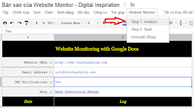 Uptime website with Google Docs