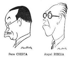 Caricaturas de Ángel Ribera y Pedro Cherta dibujadas por Joaquim Muntañola